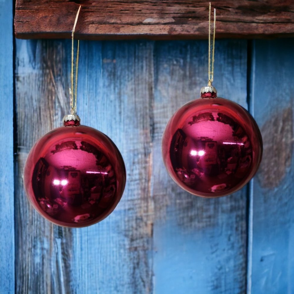 Set of 2 Sullivans 3" Shiny Wine Hand Blown Glass Ornament